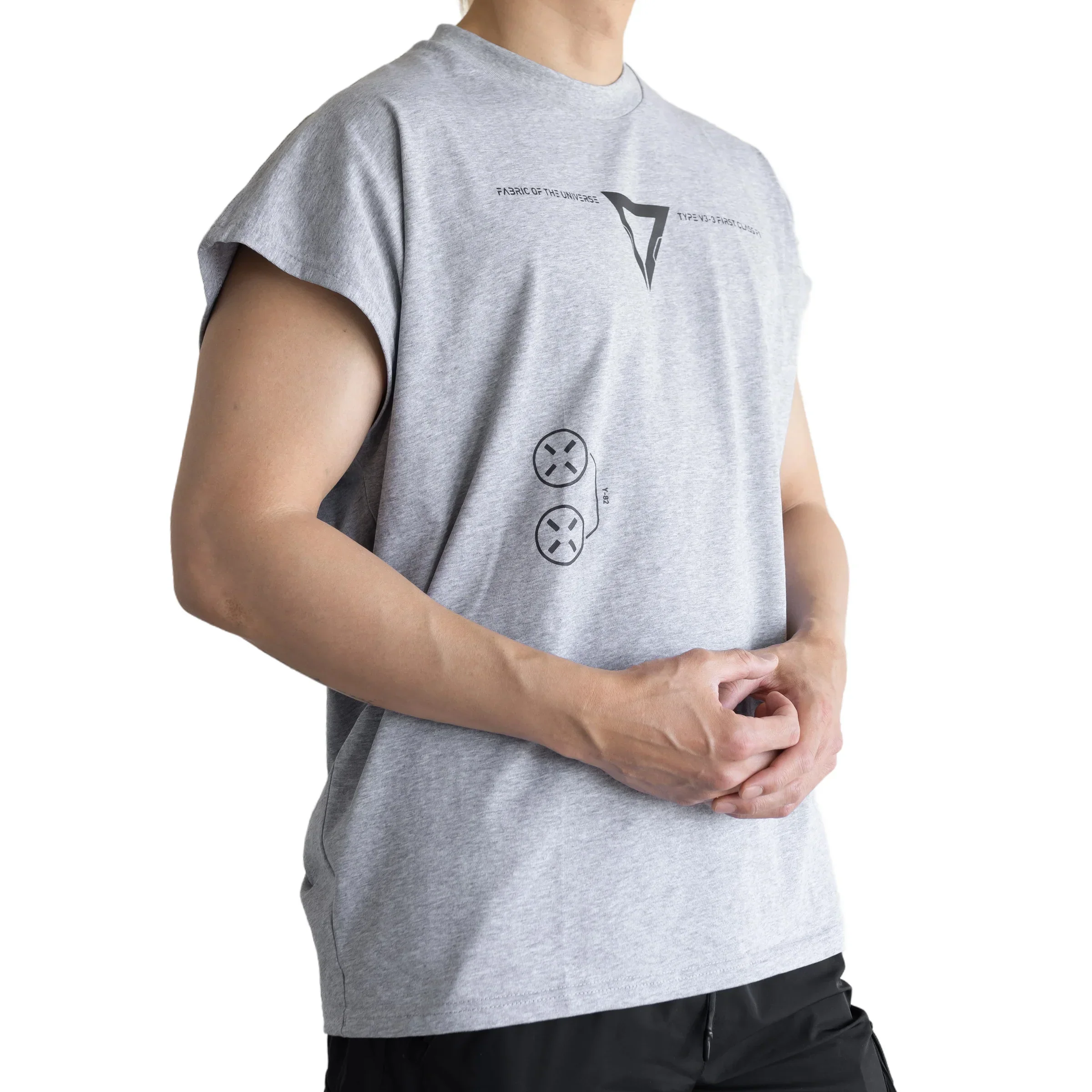 V3-3 Grey Oversized Sleeveless T - Image 3