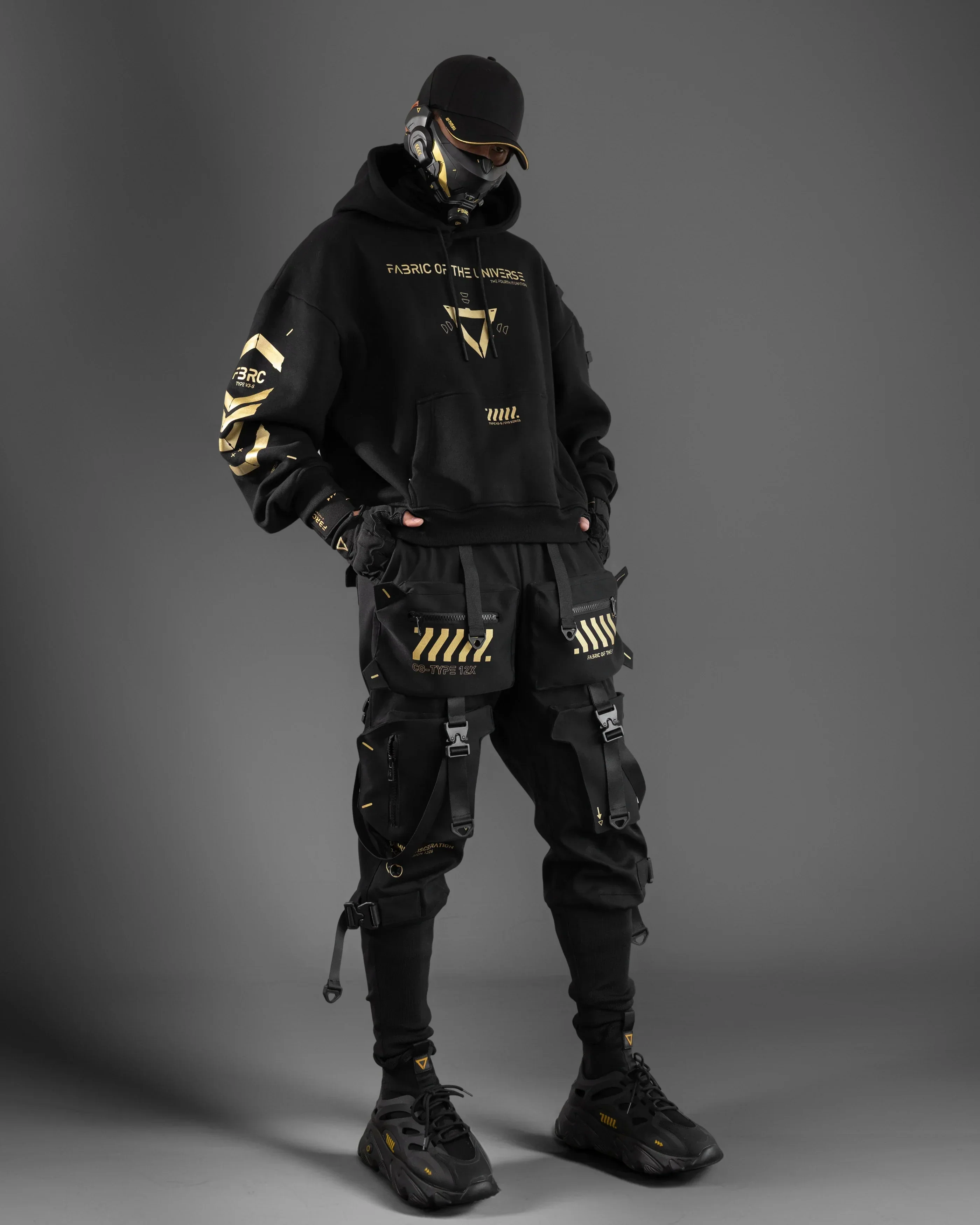 V3-S Black Gold Oversized Hoodie - Image 3