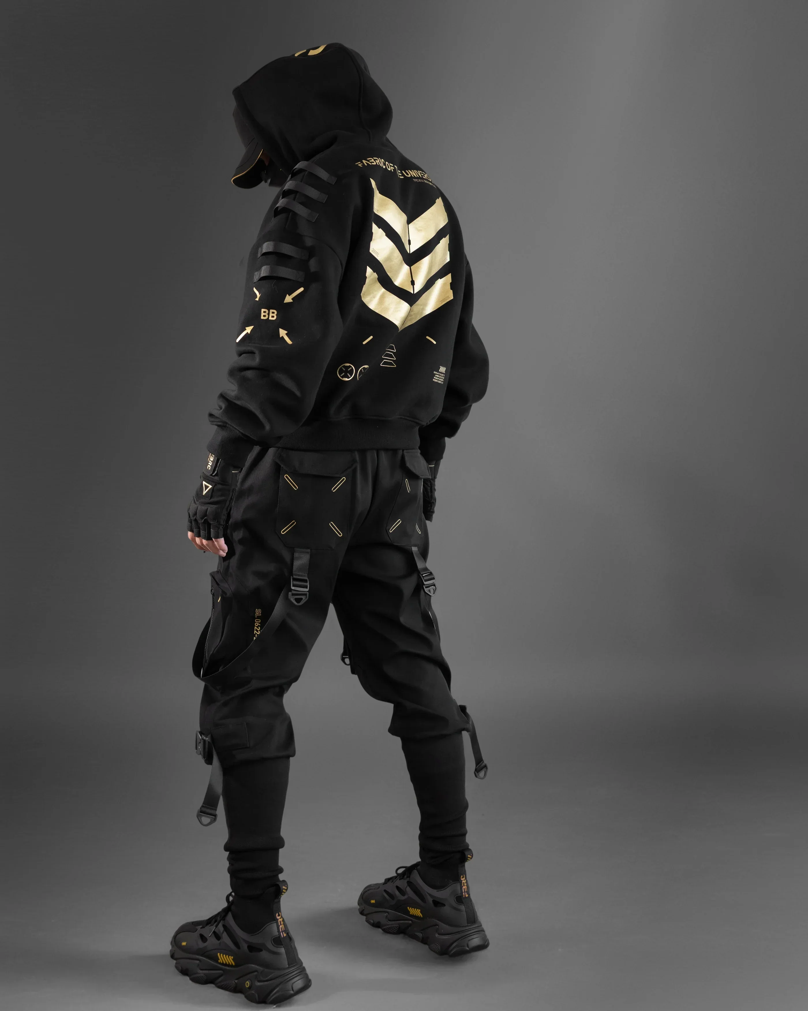 V3-S Black Gold Oversized Hoodie - Image 4
