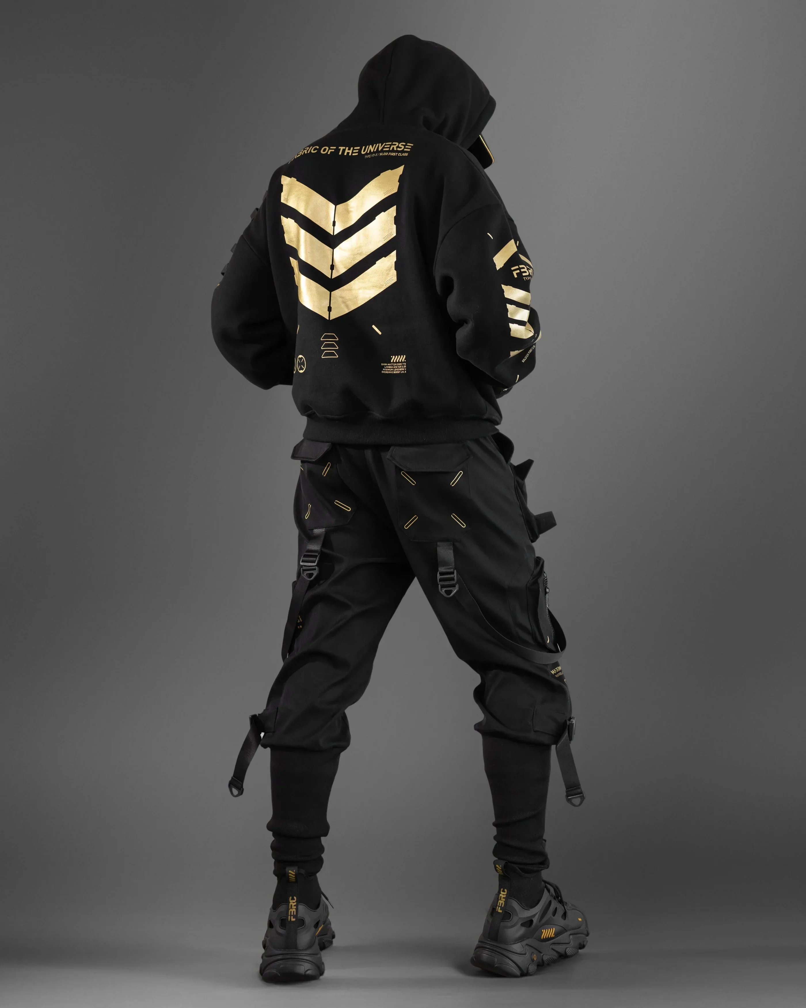 V3-S Black Gold Oversized Hoodie - Image 5