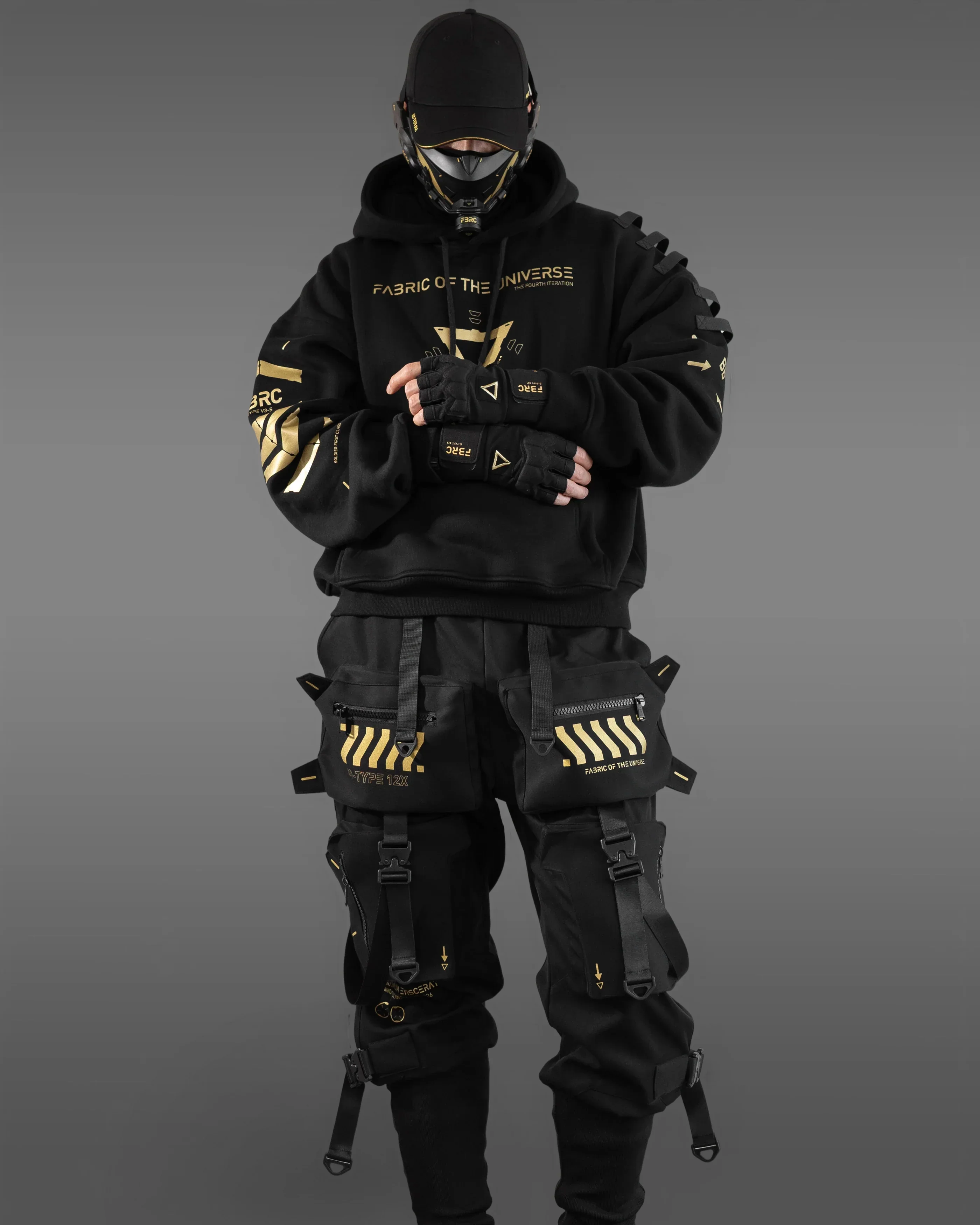 V3-S Black Gold Oversized Hoodie - Image 8