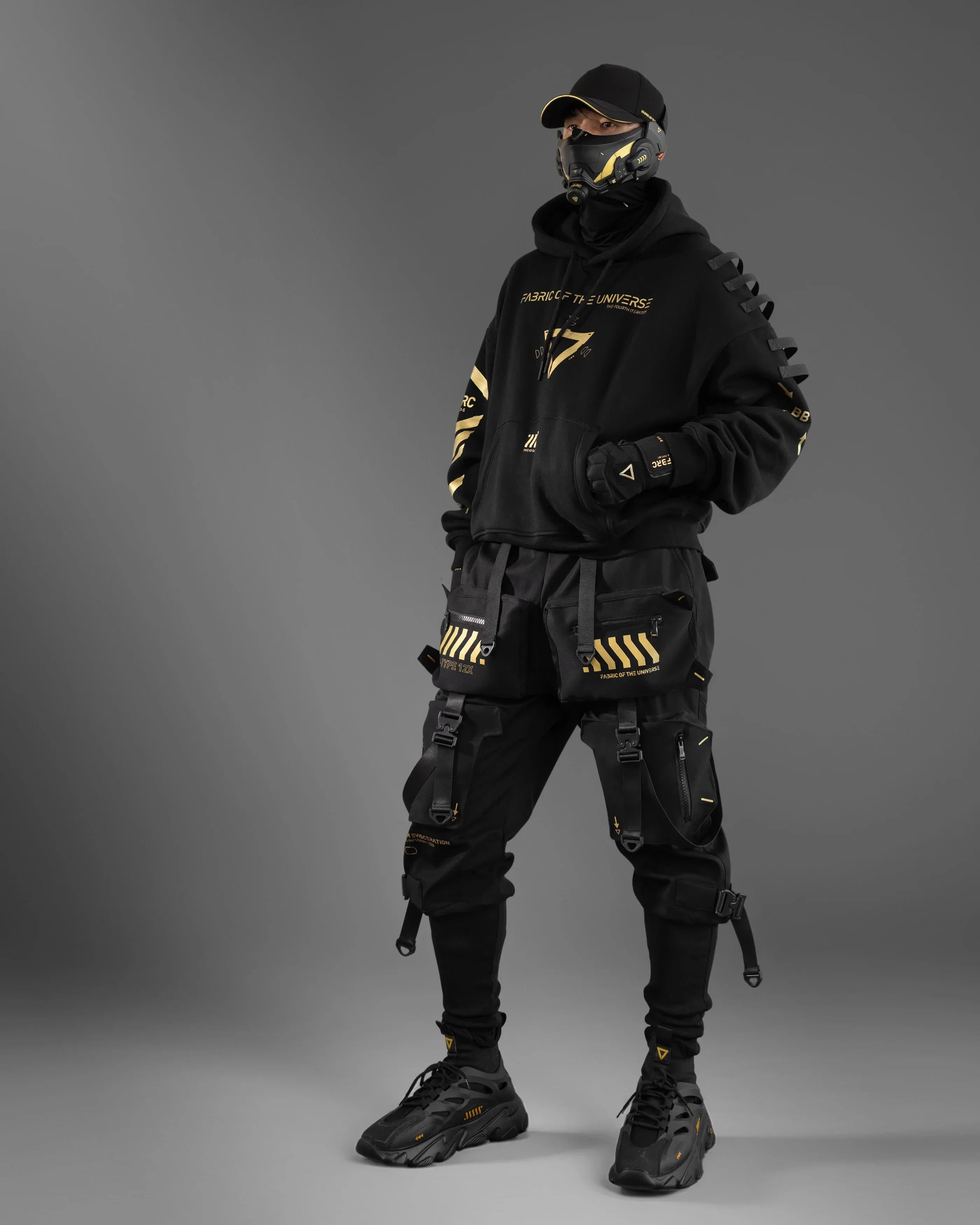 V3-S Black Gold Oversized Hoodie - Image 9