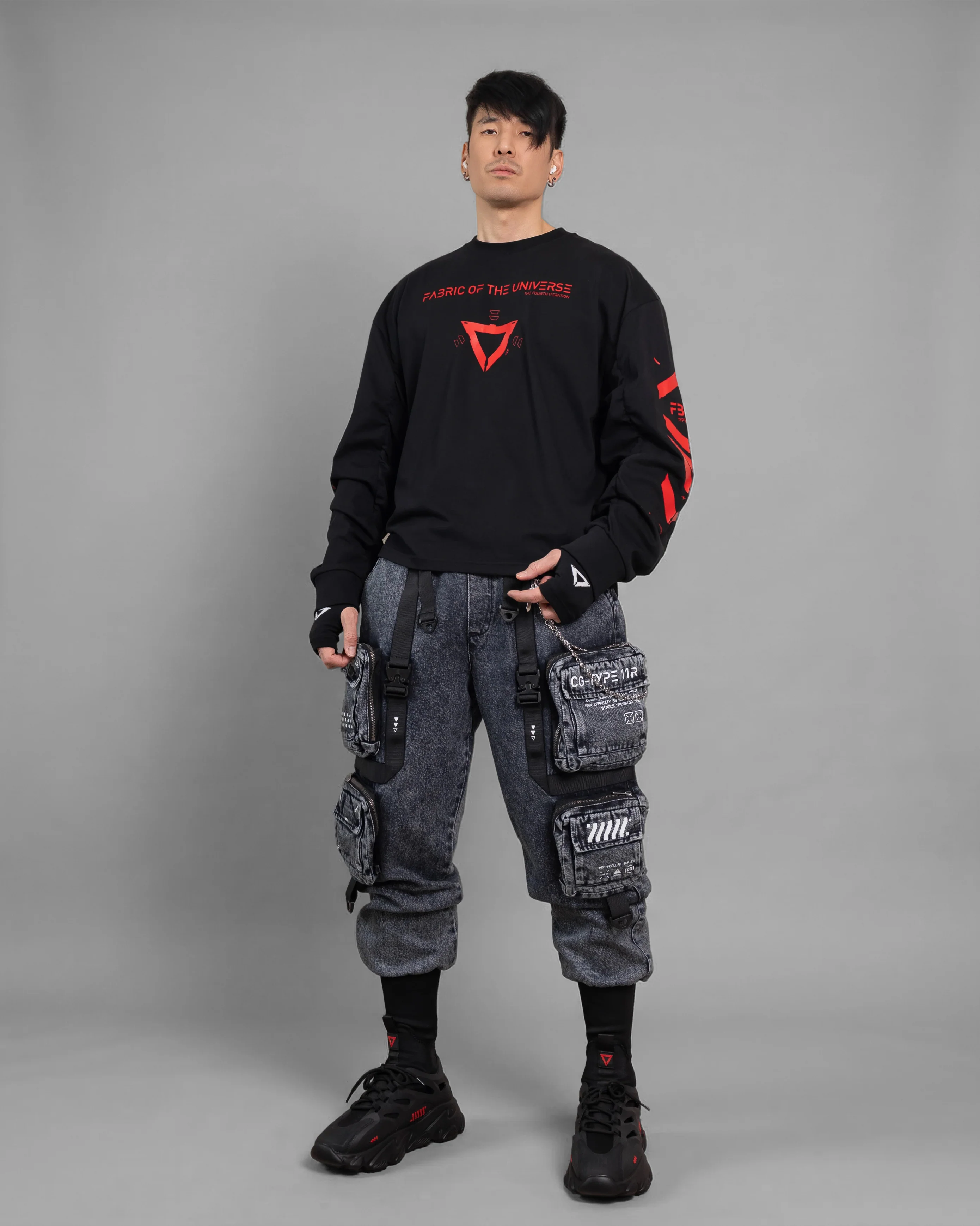 V3-S Black Red Long Sleeve T - Image 3
