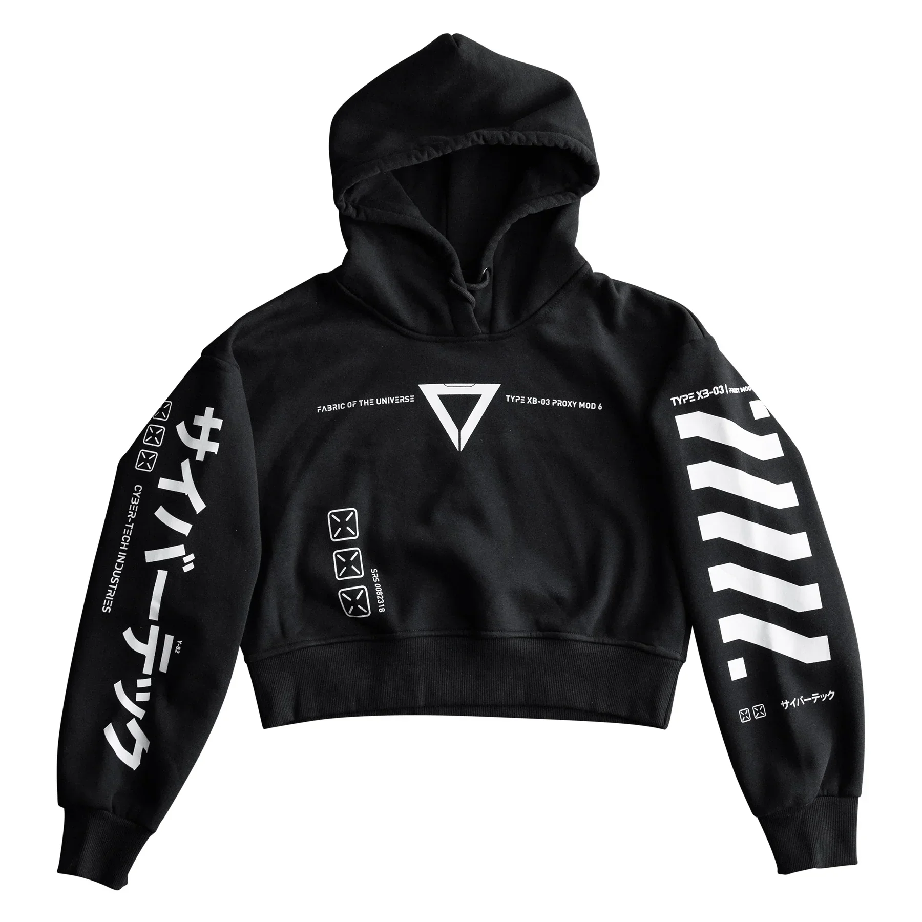 XB-03 Black Crop Hoodie - Image 2