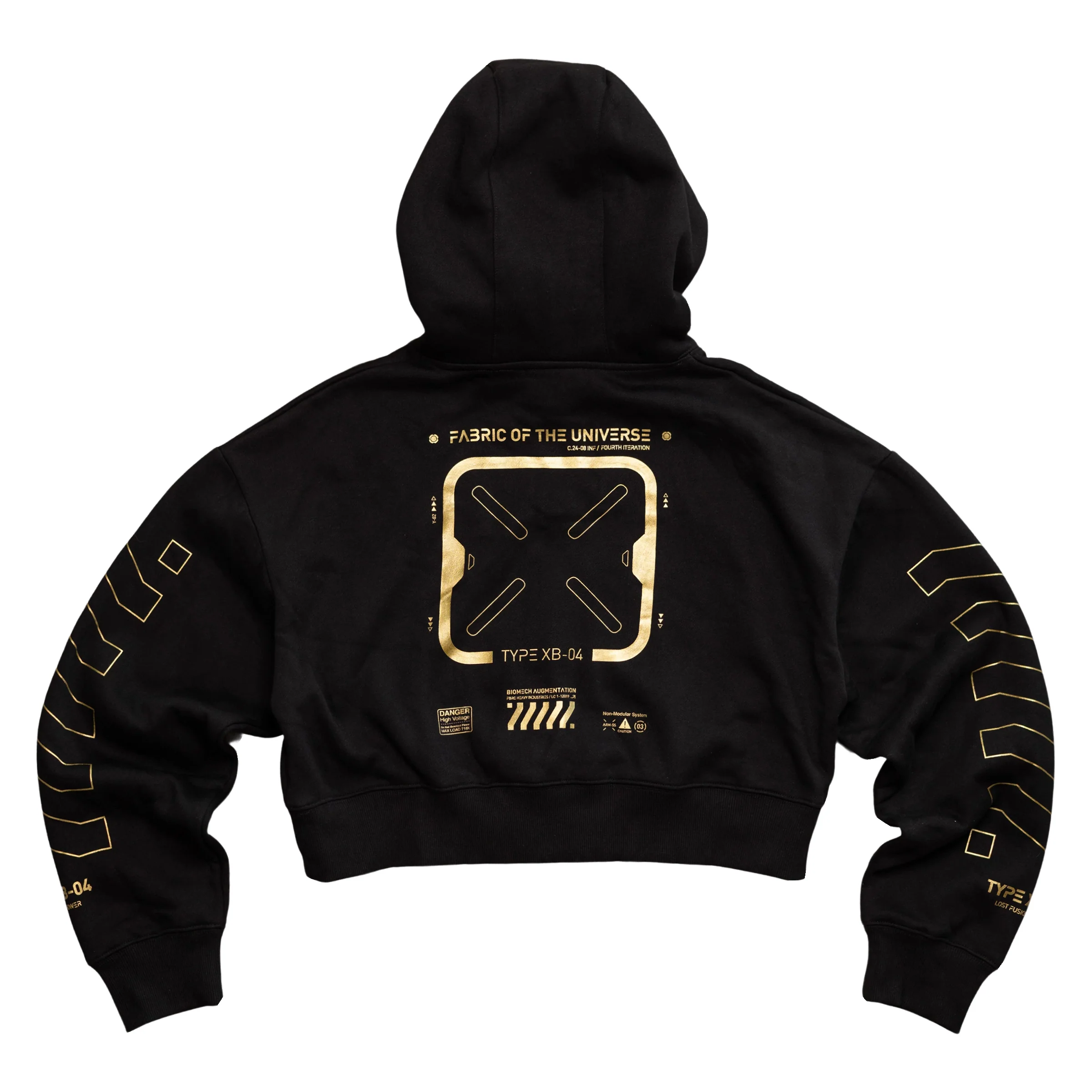XB-04 Black Gold Crop Hoodie - Image 4