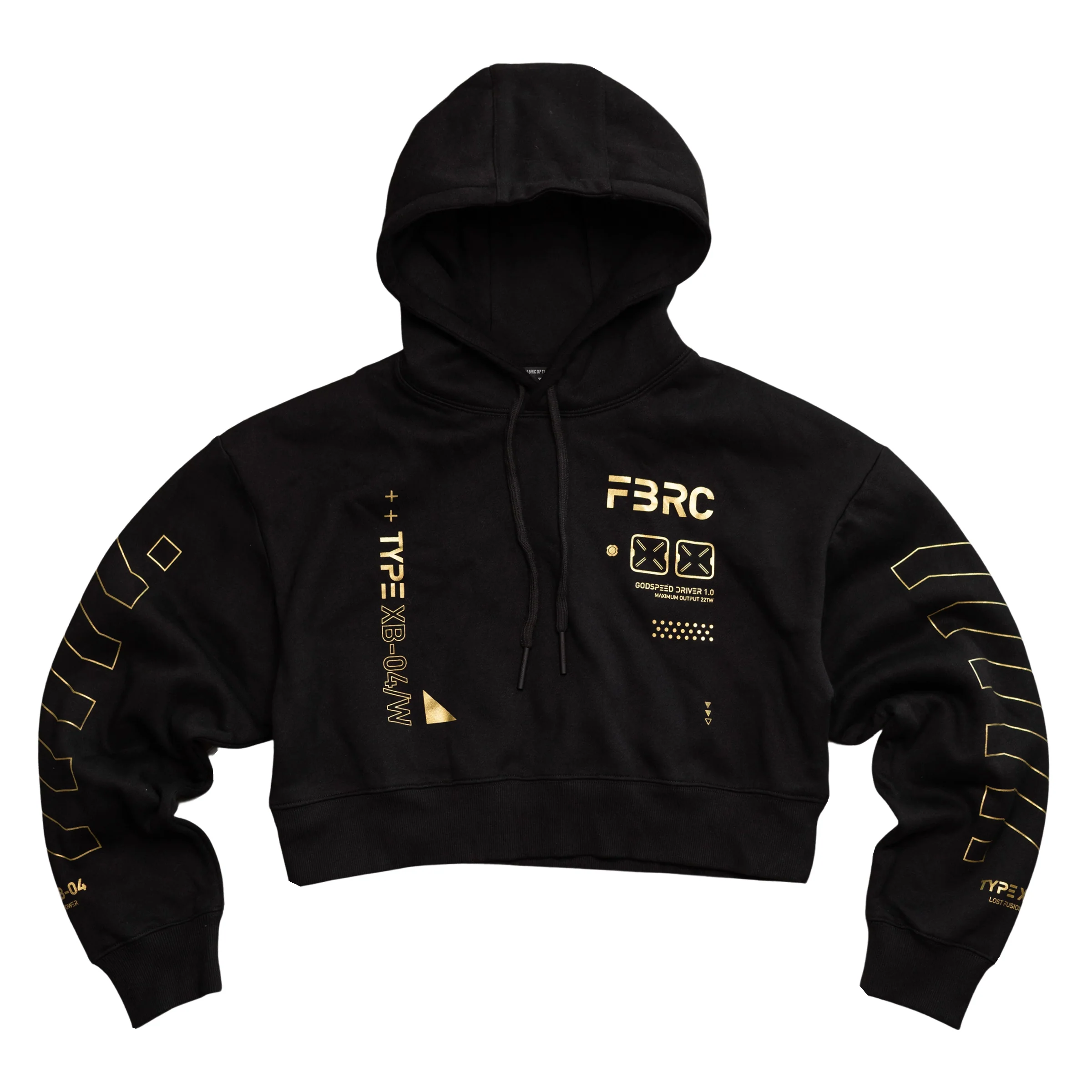 XB-04 Black Gold Crop Hoodie - Image 5