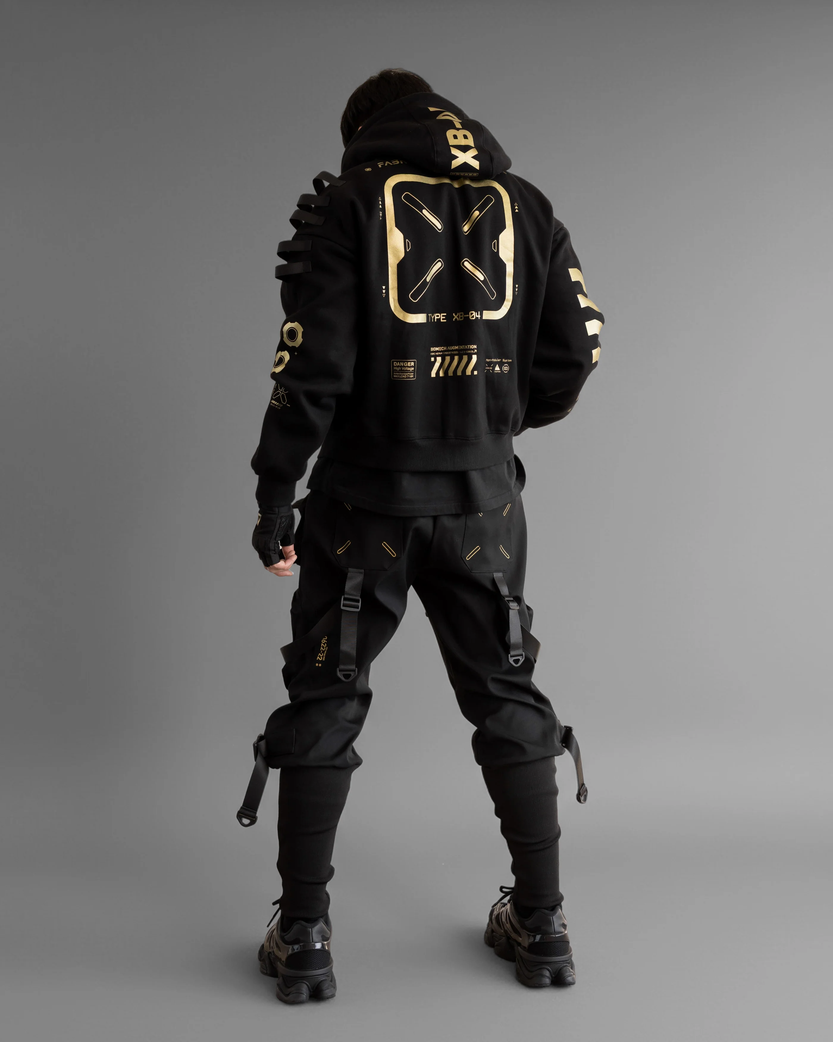 XB-04 Black Gold Oversized Zip Hoodie - Image 6