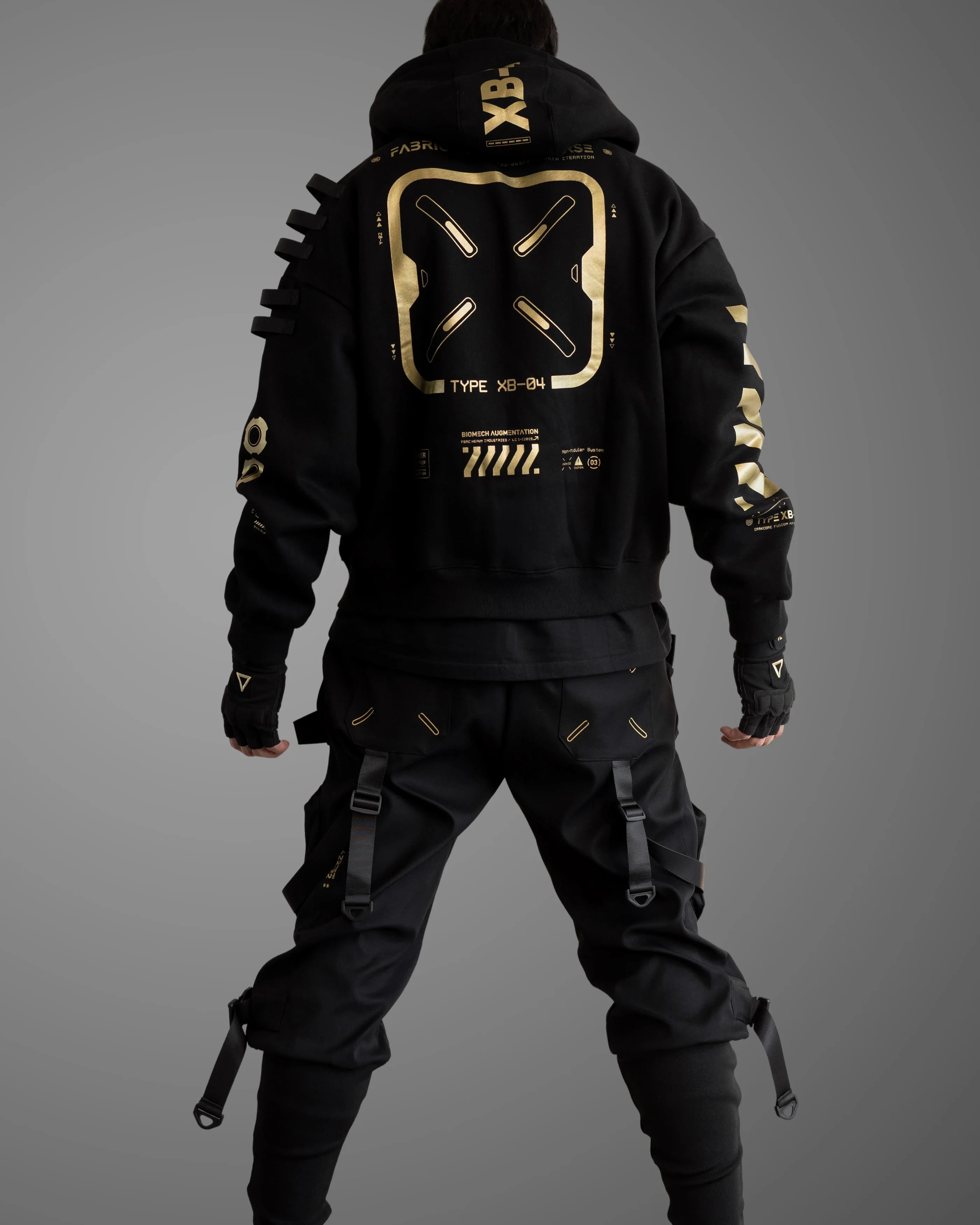 XB-04 Black Gold Oversized Zip Hoodie - Image 7