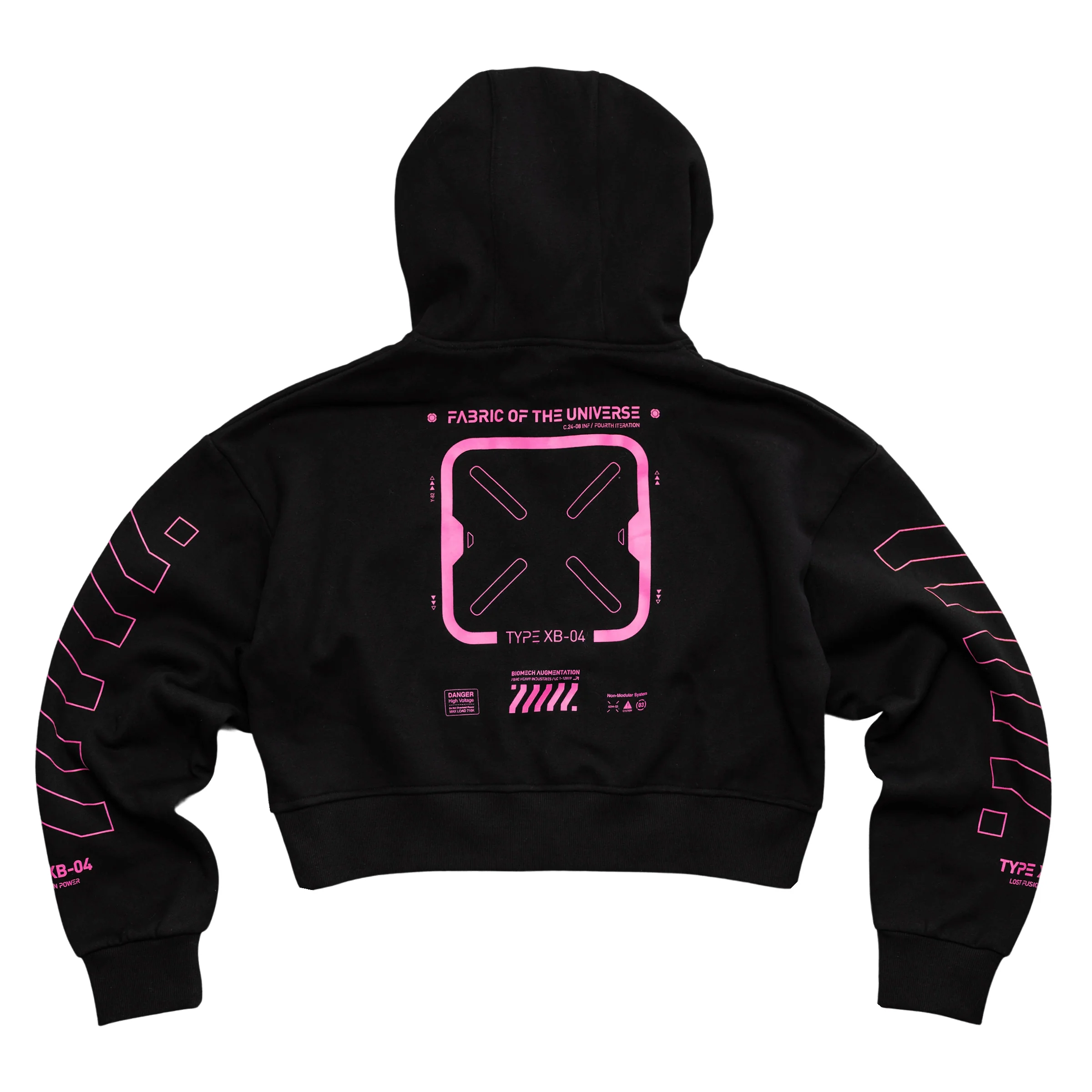 XB-04 Black Pink Crop Hoodie - Image 4
