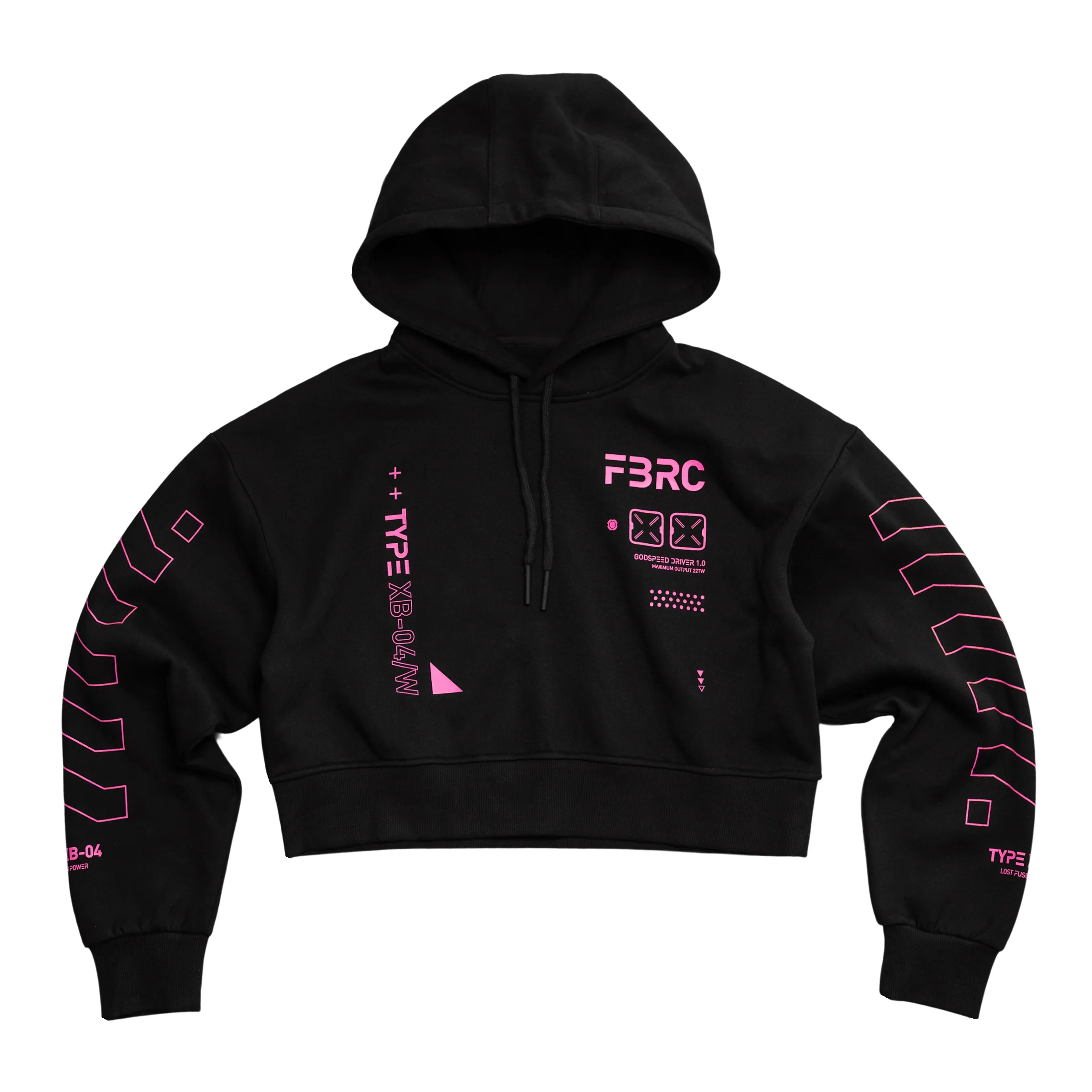 XB-04 Black Pink Crop Hoodie - Image 5