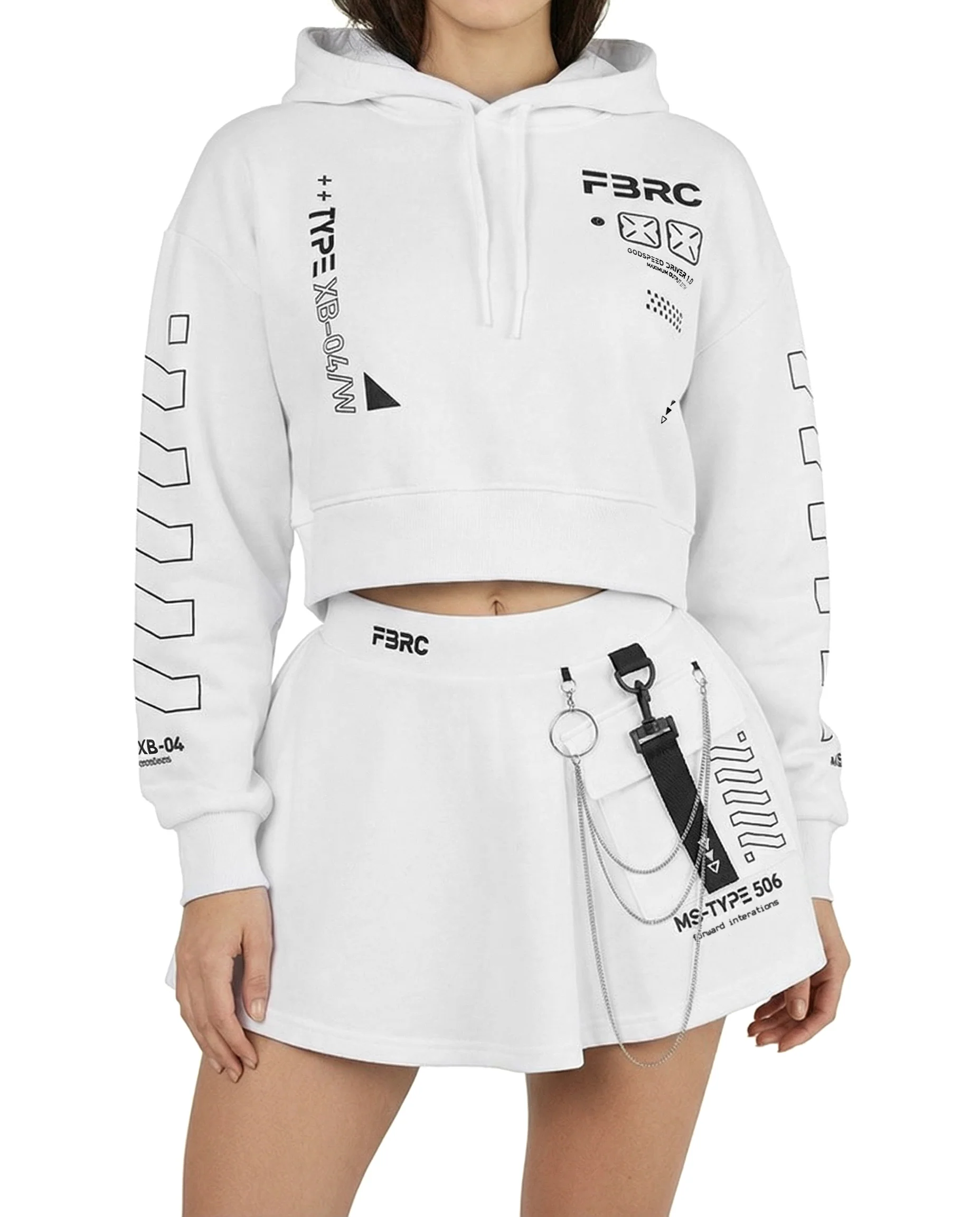 XB-04 White Crop Hoodie - Image 3